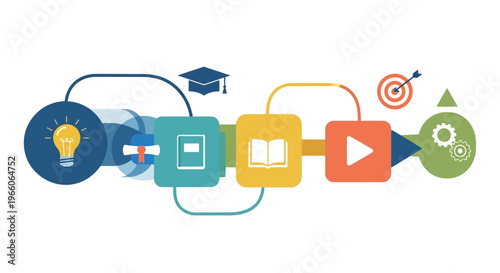Online education learning concept icons.
