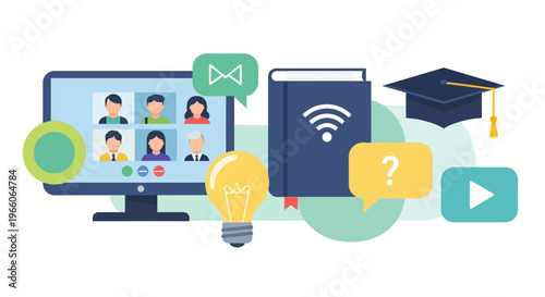 Online learning education technology concept.