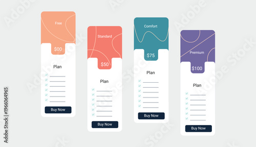 Modern Pricing Table Design Template for Subscription Plan Comparison Clean Pricing Cards Interface.
