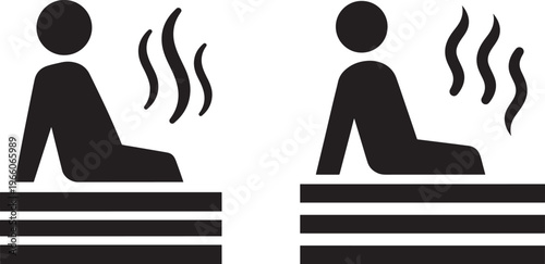Sauna or steam room icon showing a person sitting and enjoying the heat