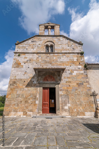 The facade of the church of San Giorgio, located in San Giorgio a Bibbiano, Cascina, Pisa, Italy