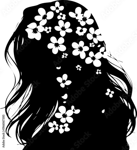 Simple elegant line drawing for tattoos or embroidery