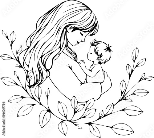Silhouette of a mother's embrace for sympathy cards