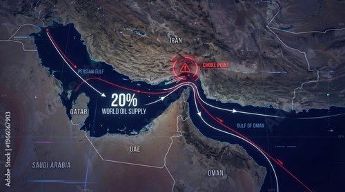 Strategic Map Highlighting the Strait of Hormuz Chokepoint