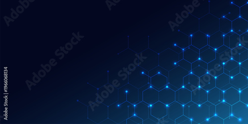 Abstract technology background and design element with hexagons pattern and geometric shapes