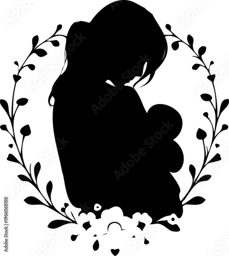 Black and white silhouette of a woman for laser cutting