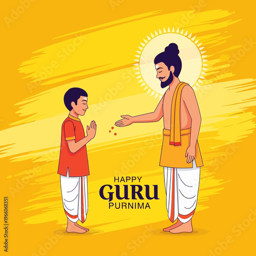 Happy Guru Purnima: Student Bows to Teacher, Receiving Blessings and Knowledge