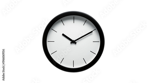 Free Download Black and white minimalist round clock, isolated on transparent background - GFXLoad
