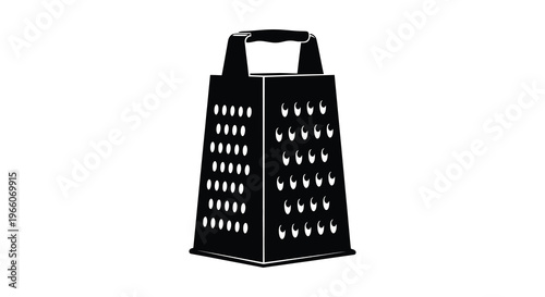A stark black silhouette of a box grater showcasing its perforated surface and functional design silhouette high quality professional detailed modern