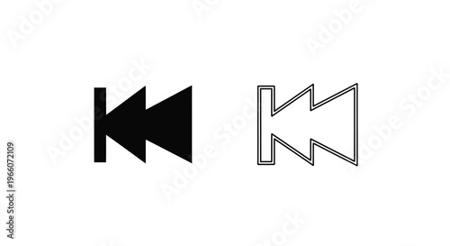 Two rewind symbols a solid black version and a hollow outline