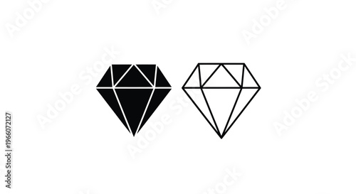 Two diamond shapes one filled one outlined against a white background
