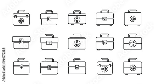 Collection of medical cases a minimalist line art illustration