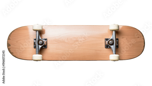 Tableau sur toile Natural wooden skateboard with metal trucks, isolated on transparent background