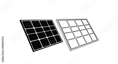 Two solar panels one dark and one light displayed in a graphic
