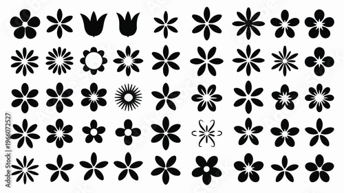 A collection of various floral patterns and designs are arranged neatly