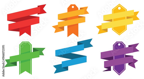 Colorful ribbon banners and price tags arranged in a vector illustration
