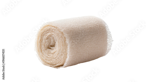 Foto Beige rolled medical bandage, isolated on transparent background
