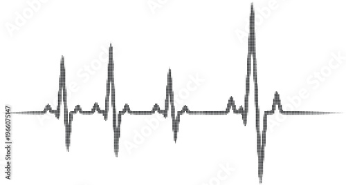 Irregular EKG heartbeat line halftone design concept with dots texture for medical diagnosis and cardiology research.