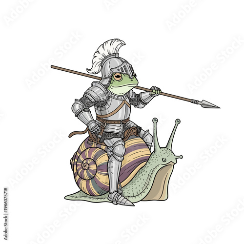 Frog Knight Riding Snail with Spear