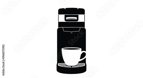 Black coffee machine with a cup simple and modern silhouette