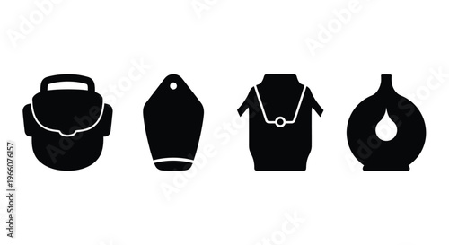 Ancient pottery and vessels displayed as a striking black silhouette