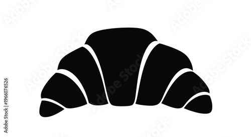 A black silhouette of a crescent shaped pastry likely a croissant silhouette