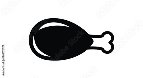 Simple black silhouette of a roasted chicken drumstick