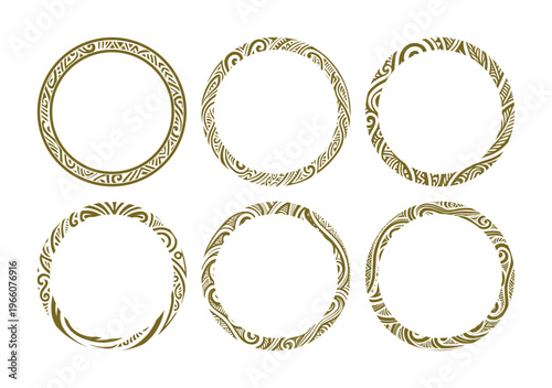 vector set of ethnical tribe frame for decoration (round circle)