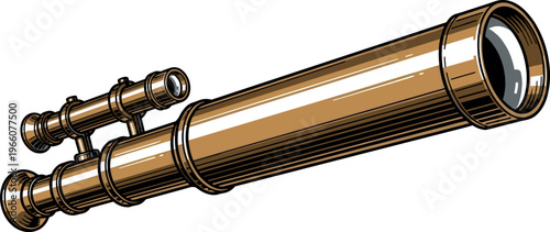 An antique brass telescope with a classic design and ornate details