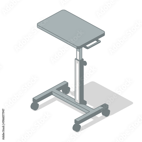 Adjustable Medical Overbed Table with Wheels for Hospital Use.