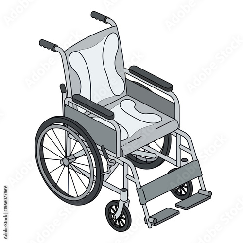 Empty manual wheelchair for disabled people on white background.