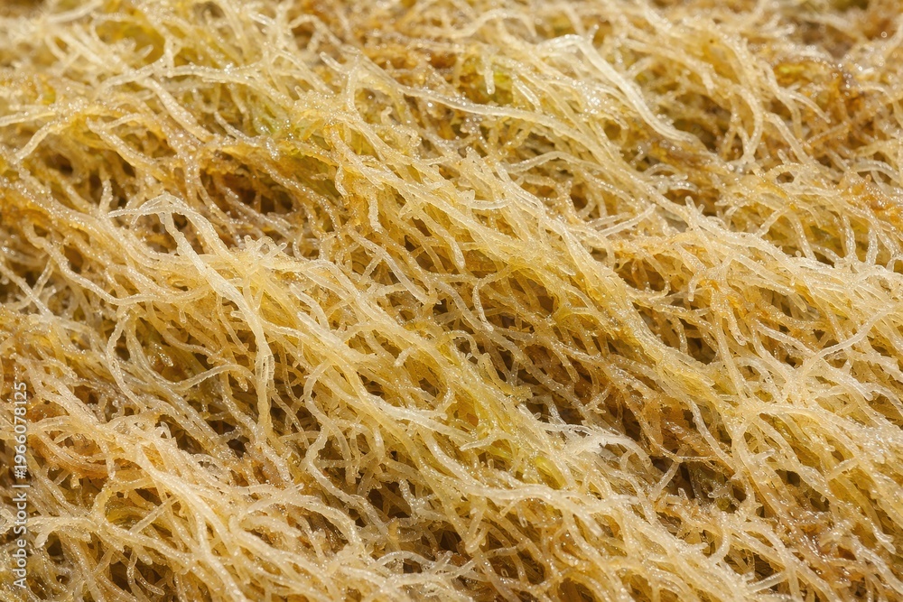Obraz premium Algae Texture Seamless Pattern. Close-up algae surface detail. Natural aquatic growth design. Realistic algae texture background. Detailed underwater macro close-up. Organic marine pattern texture.