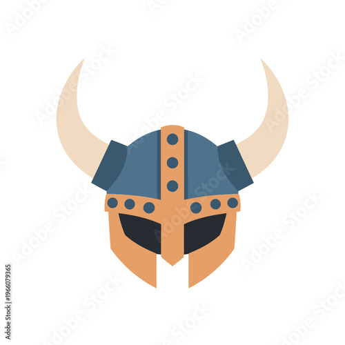 Viking Warrior Helmet with Horns - Flat Design Icon