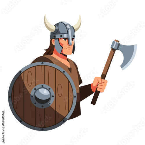 Viking Warrior with Axe and Shield, Ancient Norse Warrior, Medieval Fighter