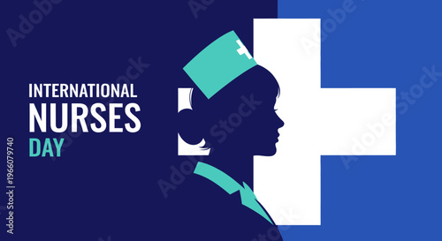 Nurse Silhouette Wearing Cap Uniform.