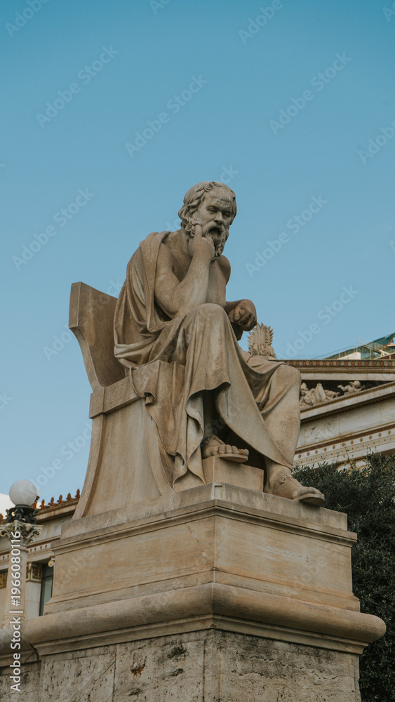 Obraz premium Socrates marble statue seated in contemplation outside Academy of Athens Greece