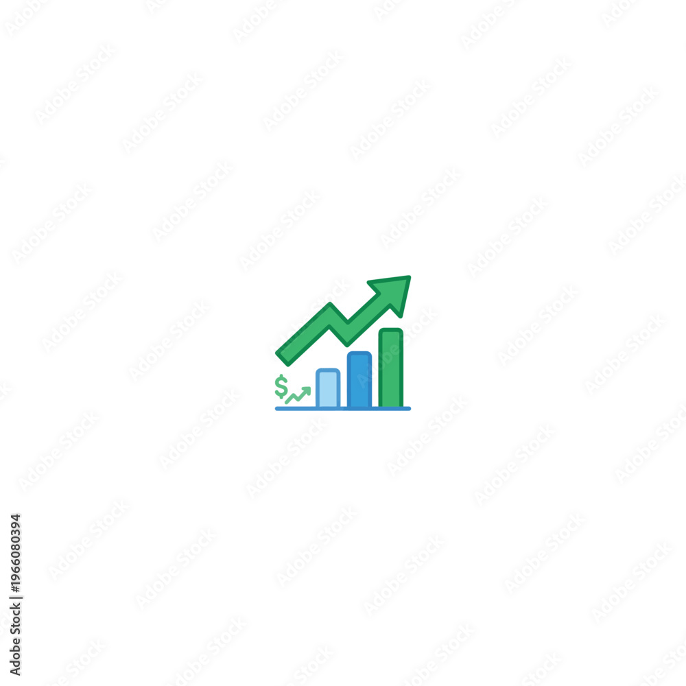 Fototapeta premium Green arrow graph with dollar sign.