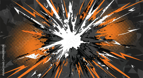 Abstract speed explosion with colorful halftone and comic style elements, dynamic background for sports or racing design.