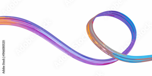 Abstract colorful ribbon swirls and curves in a dynamic composition