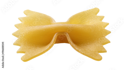 Принти на полотні Single dry golden farfalle pasta piece, isolated on transparent background for f