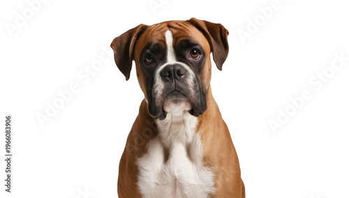 Принти на полотні Brindle and white Boxer dog portrait, isolated on transparent background