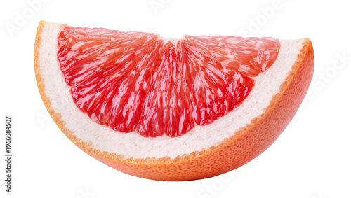 Foto Fresh red-pink grapefruit wedge, isolated on transparent background for healthy