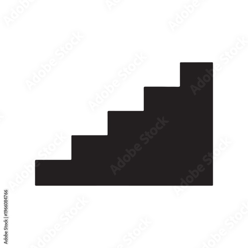 Vector illustration of step up stairs icon on white background.
