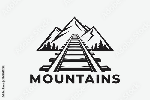 Vintage Train Track Silhouette Graphic Design Element for Logistics and Cargo Transport