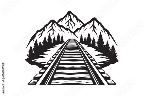 Industrial Railroad Silhouette Graphic for Logistics History and Transportation Graphics