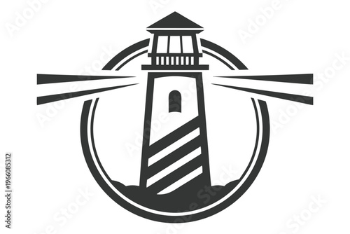 Classic Silhouette of a Wooden Lighthouse Tower for Coastal Navigation and Nautical Design