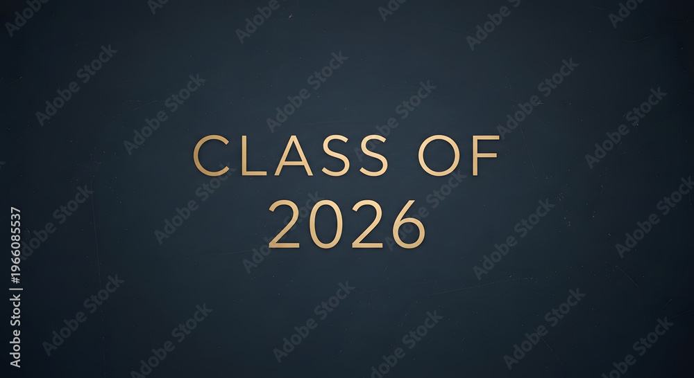 Fototapeta premium A dark blue background with gold text reading Class of 2026
