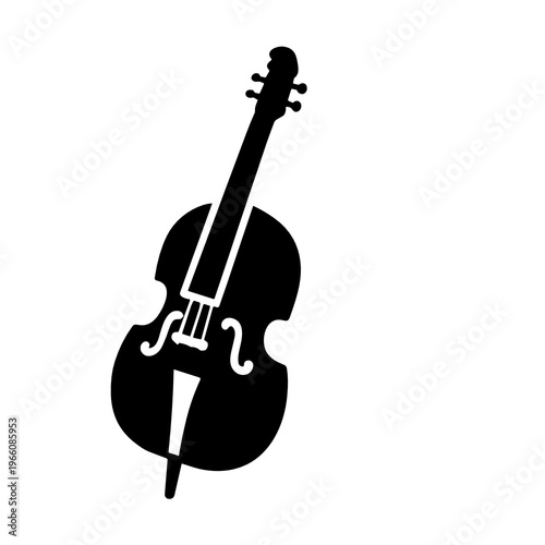 Black cello icon for classical music categories, orchestra branding, recital posters, instrument education, and elegant performance themed graphic design.