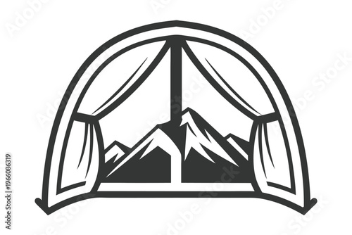 Trekking and Camping Concept with a Silhouette of a Tent Door Opening to Nature