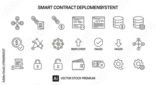 Smart contract deployment system icons.
